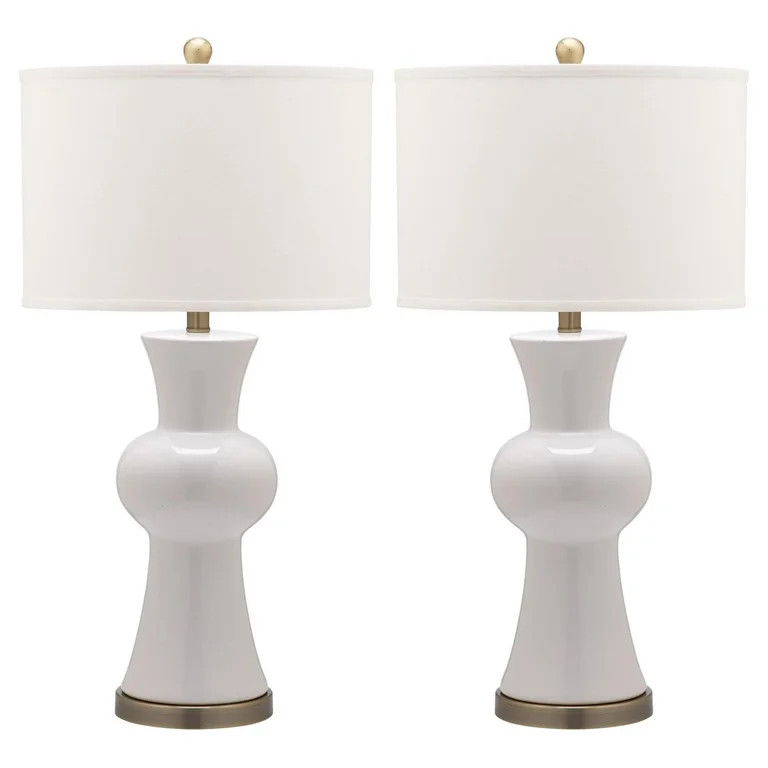 SAFAVIEH Lola 30 in. H Column Ceramic Table Lamp, White, Set of 2 - Walmart.com | Walmart (US)
