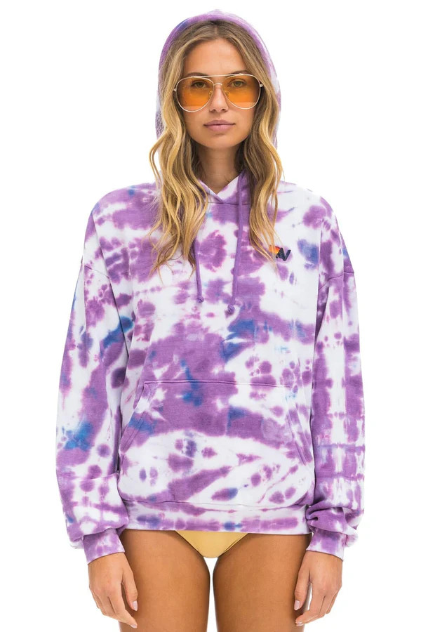 HAND DYED PULLOVER HOODIE RELAXED - TIE DYE MAGENTA | Aviator Nation