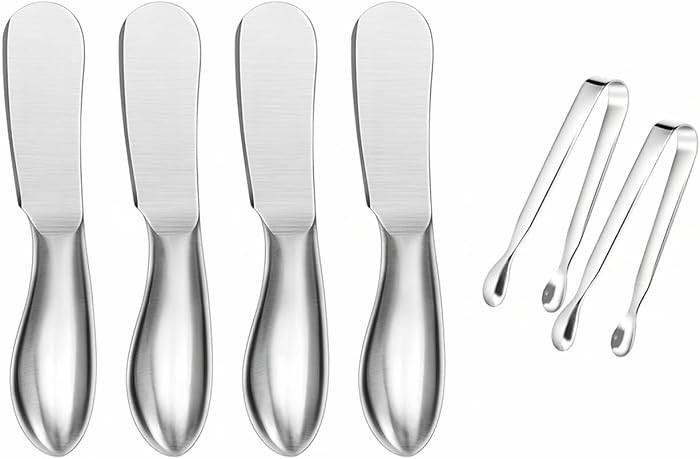 Spreader Knife Set,6-Piece Cheese and Butter Spreader Knives,Mini Serving Tongs,Stainless Steel M... | Amazon (US)