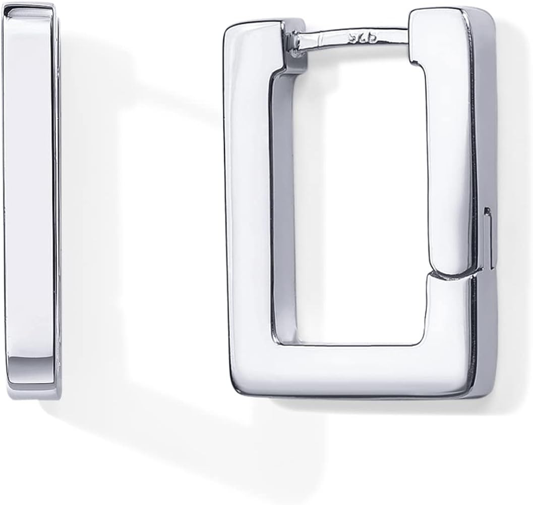 PAVOI 14K Gold Plated 925 Sterling Silver Post Square Hoop Earrings | Geometric Rectangle Gold Ho... | Amazon (US)