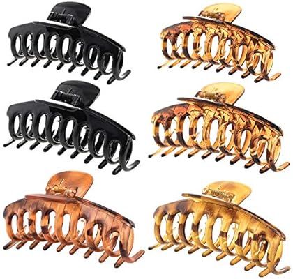 fani 6Pcs Hair Claw Strong Hold for Thick Thin Hair, Two Sizes Classics Spiral Nonslip Hair Clips... | Amazon (US)