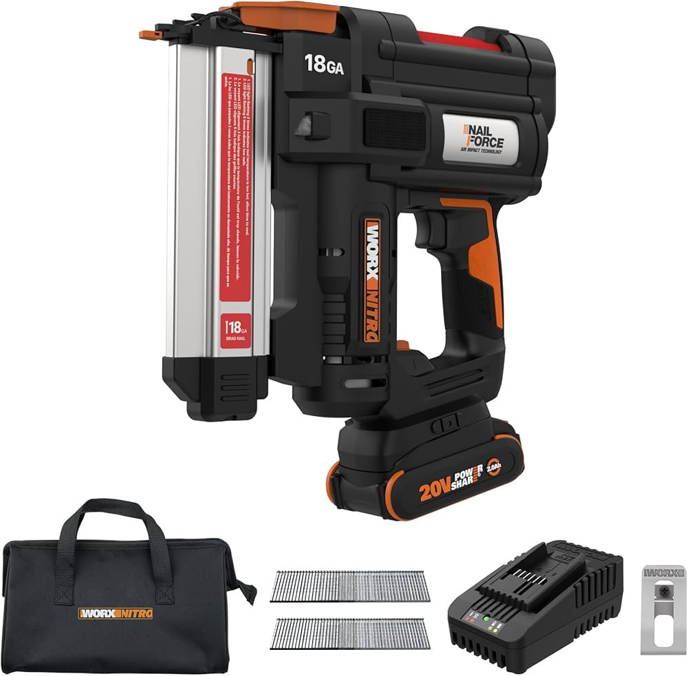 Worx Nitro 20V 18GA Cordless Brad Nailer, Cordless Nail Gun, Nail Gun Battery Powered, Up to 2 In... | Amazon (US)