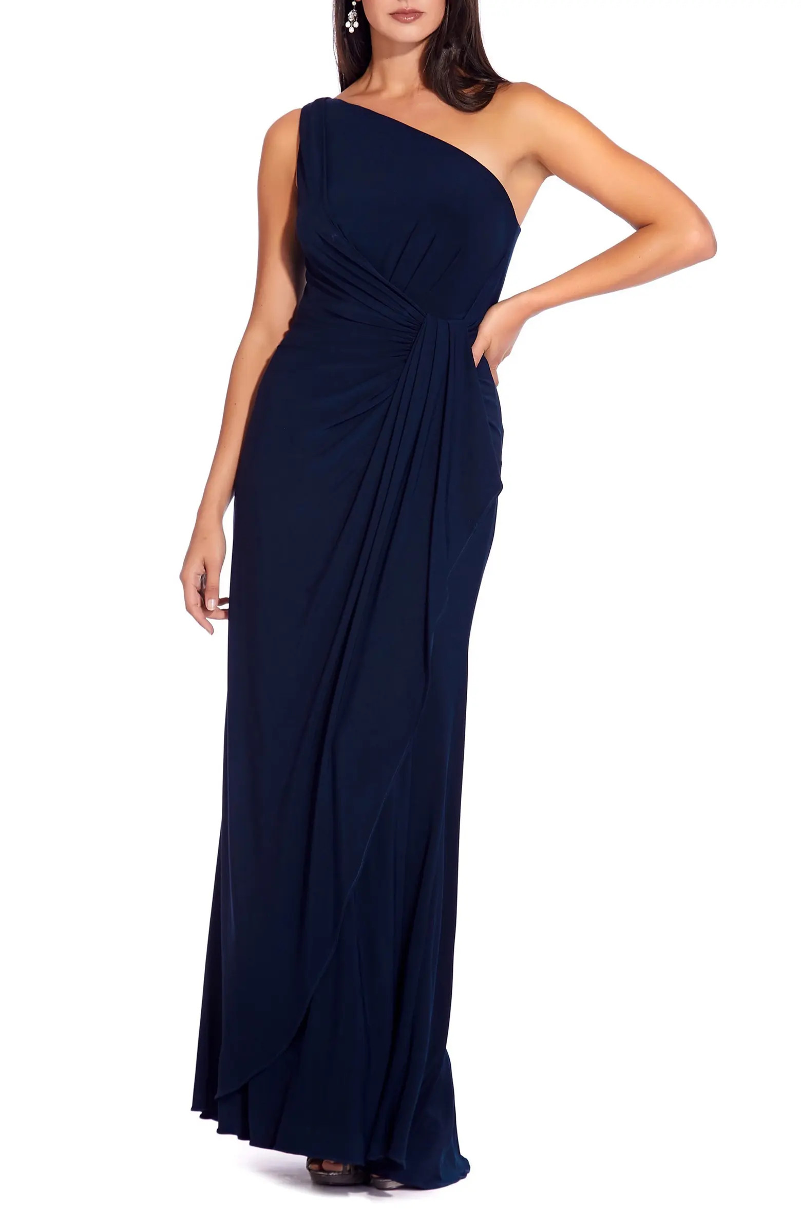 Adrianna Papell One-Shoulder Jersey Gown | Nordstrom | Nordstrom