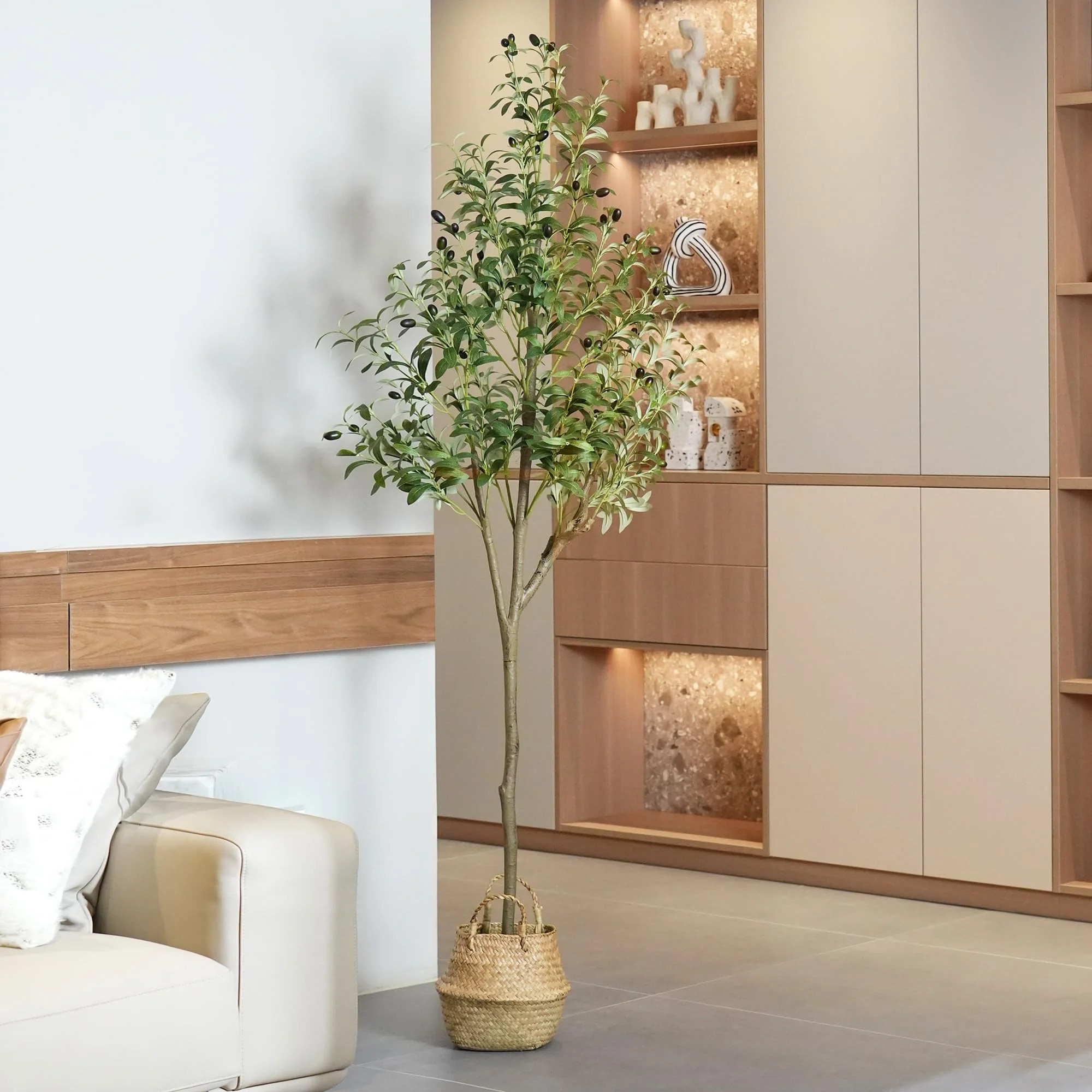 Fun Memories 6 FT Artificial Olive Tree, Tall Faux Olive Tree Plants, Fake Potted Olive Silk Tree... | Walmart (US)