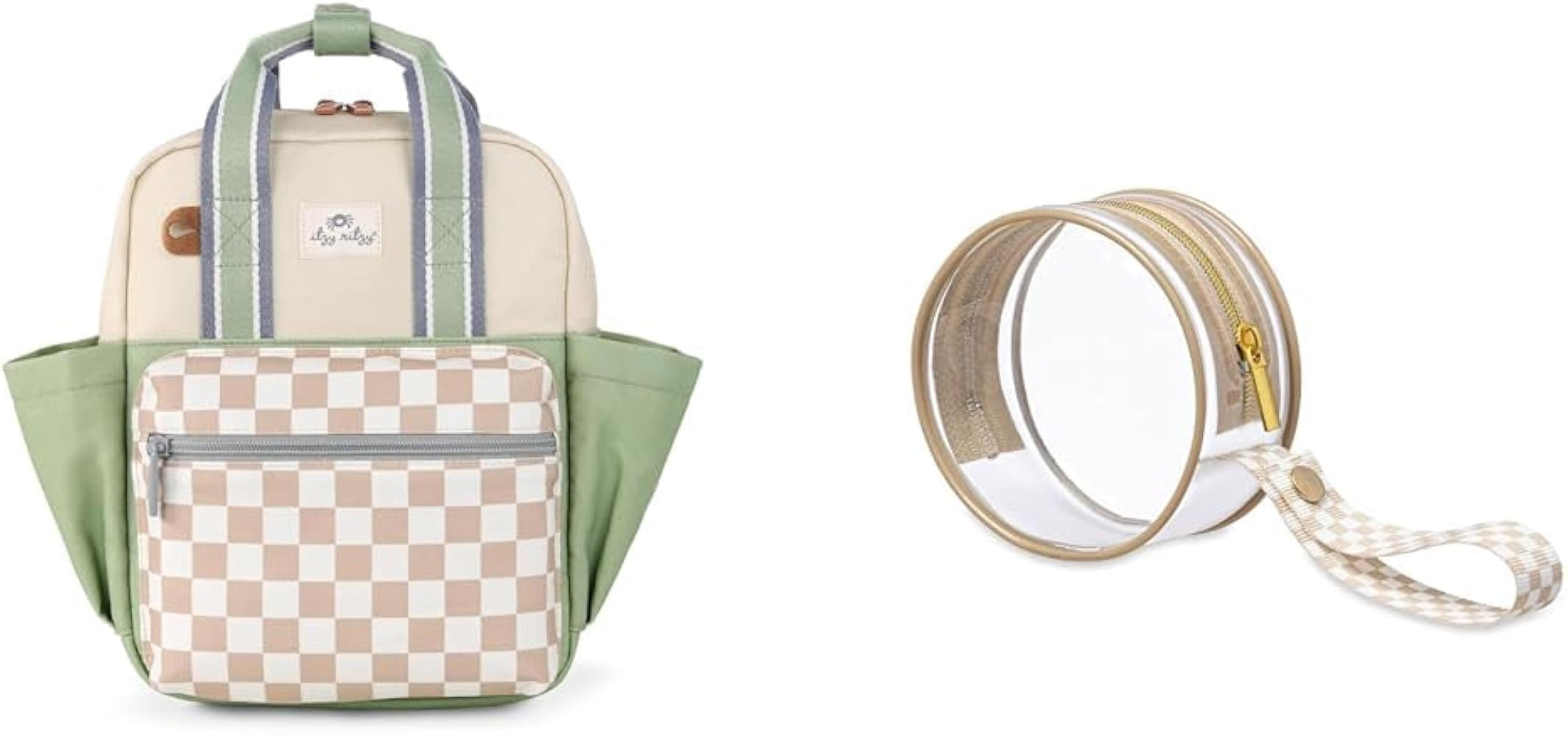 Itzy Ritzy Toddler Backpack + Clear Pacifier Case, Checkerboard, Small | Amazon (US)