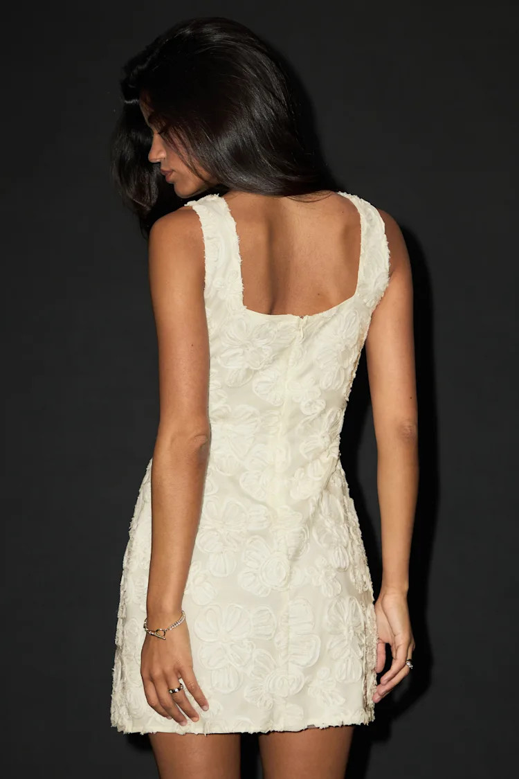 Evara Ivory Floral Applique A-Line Mini Dress | Lulus