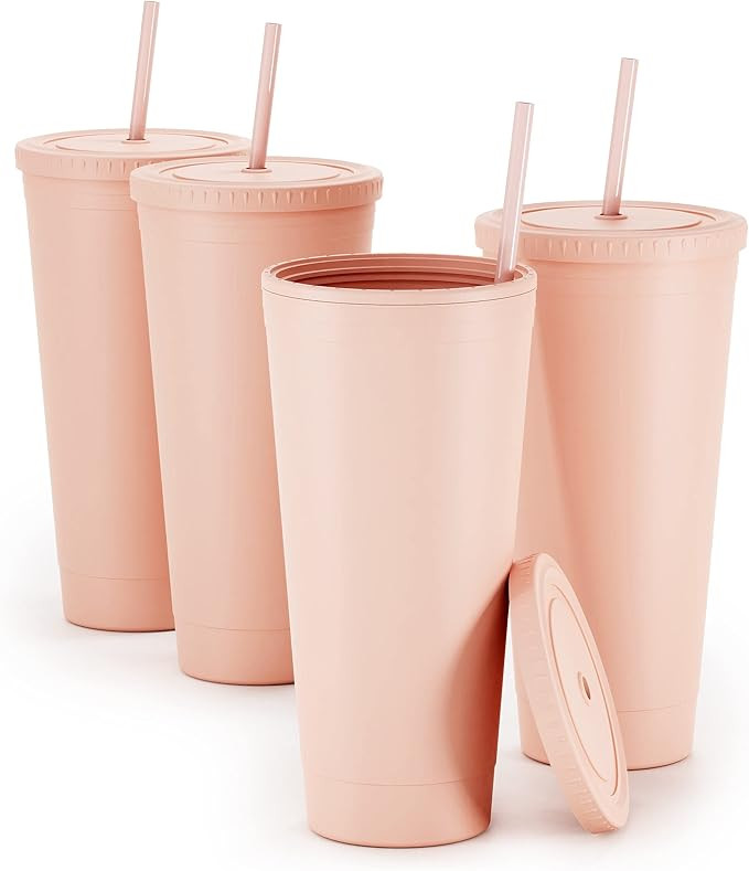 Maars Acrylic Travel Tumbler with Lid and Straw | 32oz Premium Insulated Double Wall XL Plastic R... | Amazon (US)