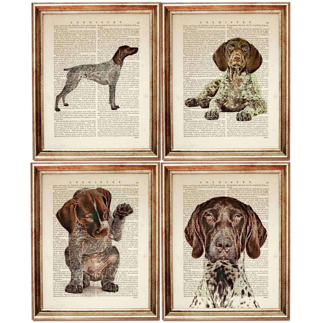 Set of 4 German Shorthaired Pointer Dictionary Art Print, 8x10 GSP Dog 8x10 Wall Decor, Animal Po... | Etsy (US)