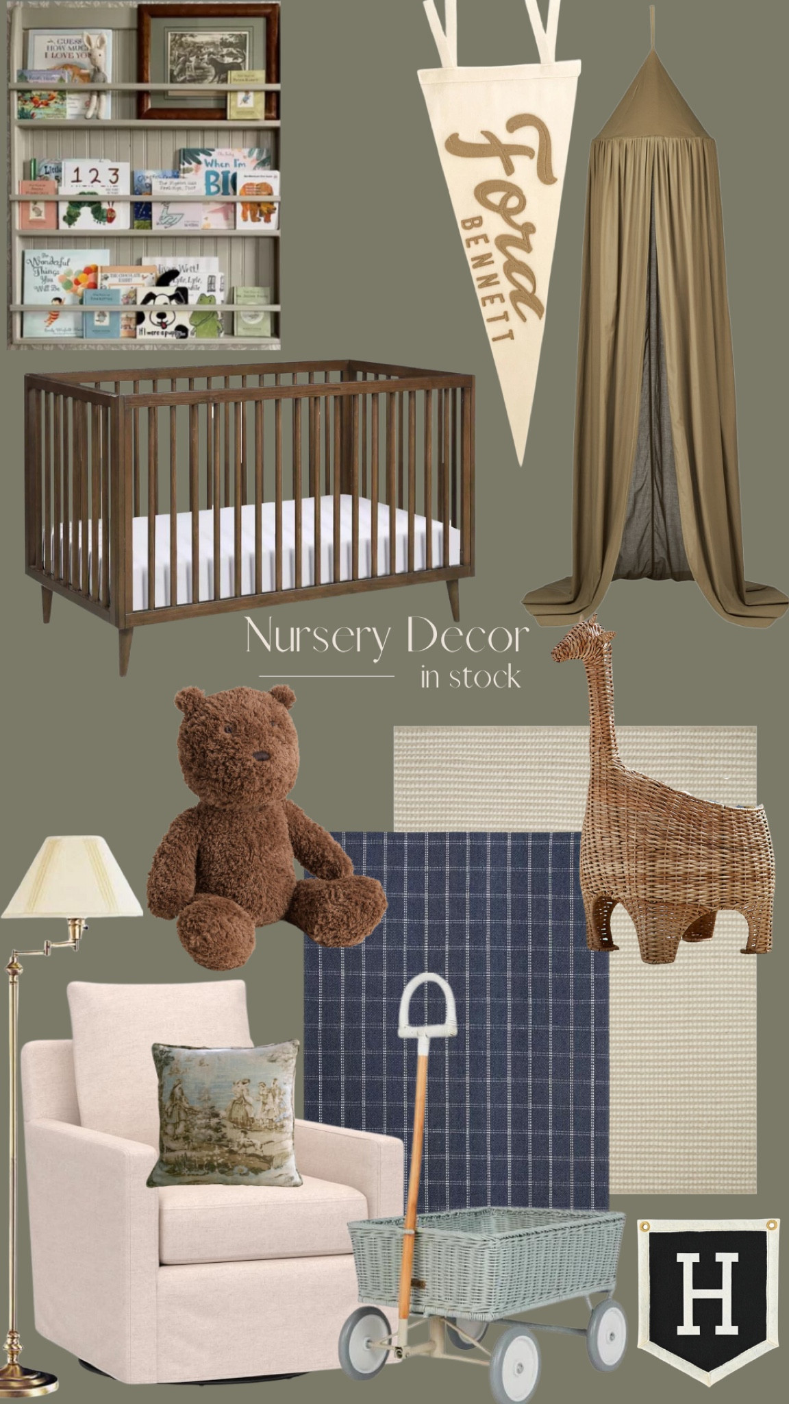Nursery decor in stock - crib, rugs, glider, book shelf, wall decor

#LTKhome #LTKbaby