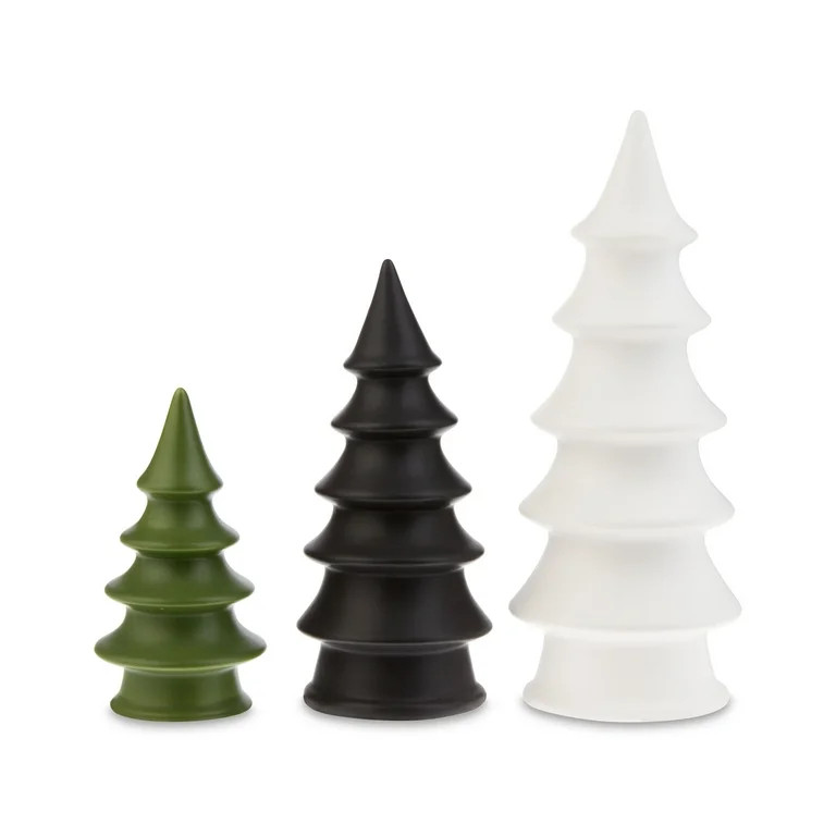 Holiday Time 3-Count Christmas Season Ceramic Christmas Tree Figurines, Various Colors, Various S... | Walmart (US)