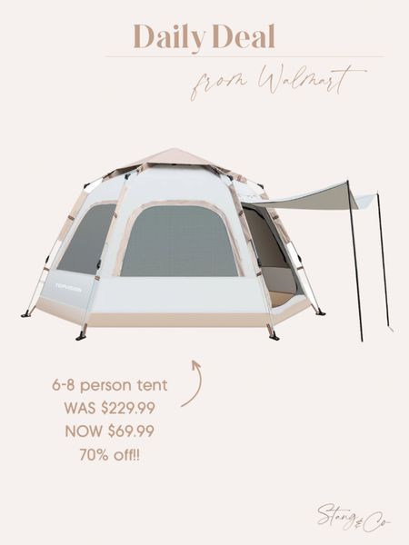 Walmart deal of the day - 6-8 person tent is 70% off!! Only $69.99!

Camping - family tent - outdoor activities - deal of the day

#LTKunder100 #LTKtravel #LTKhome