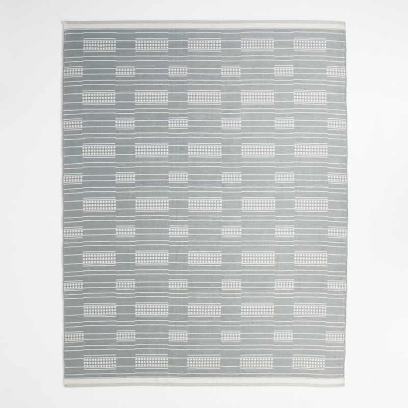 Graphic Stripe Mist Blue Handwoven Flatweave Kids Performance Area Rug 6'x9' | Crate & Kids | Crate & Barrel