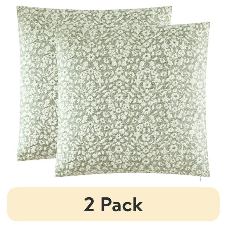 (2 pack) Better Homes & Gardens 20" x 20" Burned Blooms Decorative Pillow For Adults, Sage Green | Walmart (US)