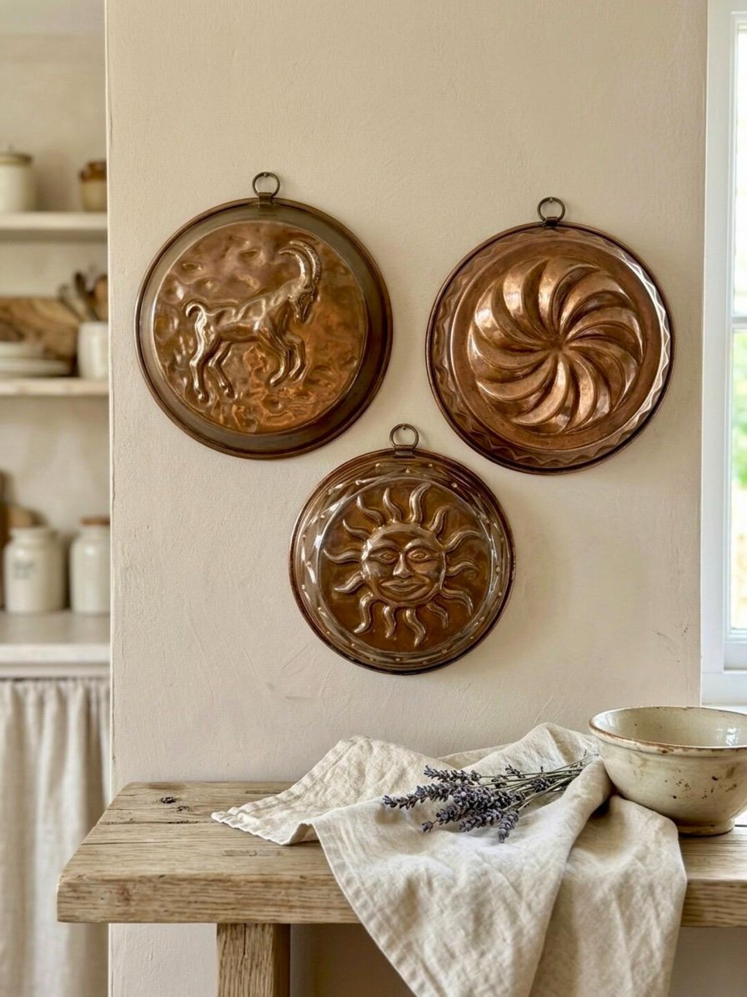 Vintage Copper Wall Mold | German Copper Baking Form | Sun Face, Goat, Swirl Mold | Rustic Kitche... | Etsy (Global)