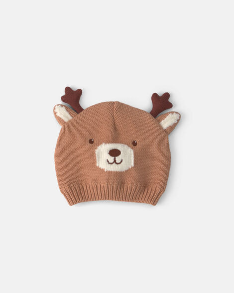 Baby Reindeer Christmas Knit Hat - Brown | Carter's Inc
