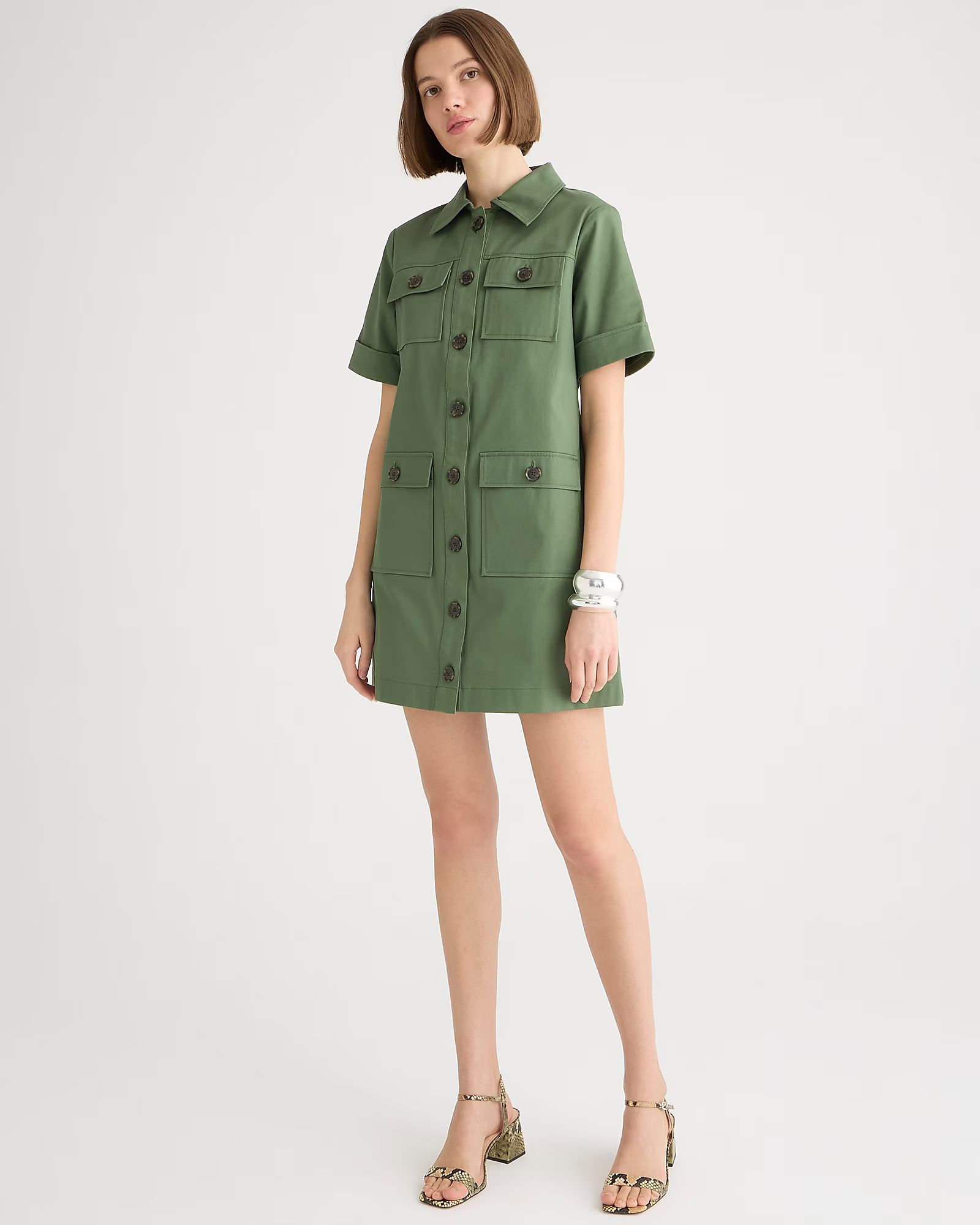 top rated4.4(69 REVIEWS)Gamine shirtdress in stretch twill$69.50$128.00 (46% Off)Limited time. Pr... | J.Crew US