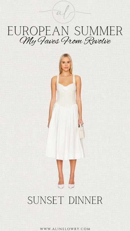 European summer outfit idea for a sunset  dinner. White midi dress 

#LTKU #LTKSeasonal #LTKStyleTip