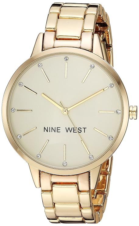 Nine West Women's  Crystal Accented Gold-Tone Bracelet Watch | Amazon (US)