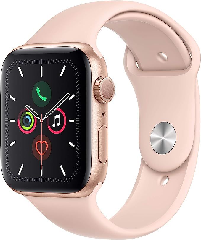 Apple Watch Series 5 (GPS, 44mm) - Gold Aluminum Case with Pink Sport Band | Amazon (US)