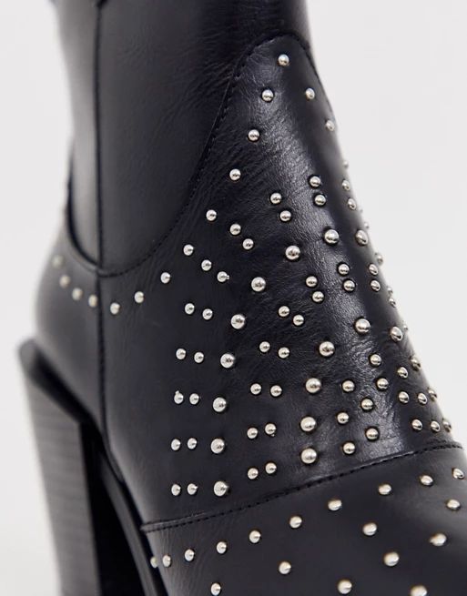 Truffle Collection studded pointed western boot in black | ASOS US