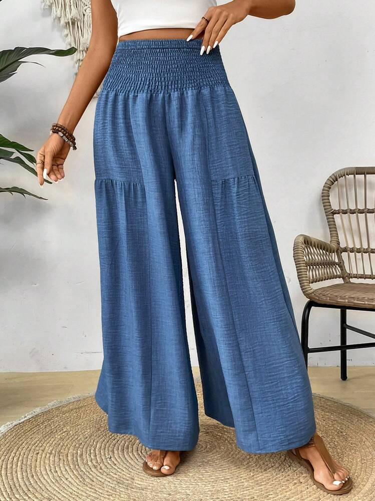 EMERY ROSE High Waist Texture Design Spring/Summer Casual Wide Leg Pants | SHEIN