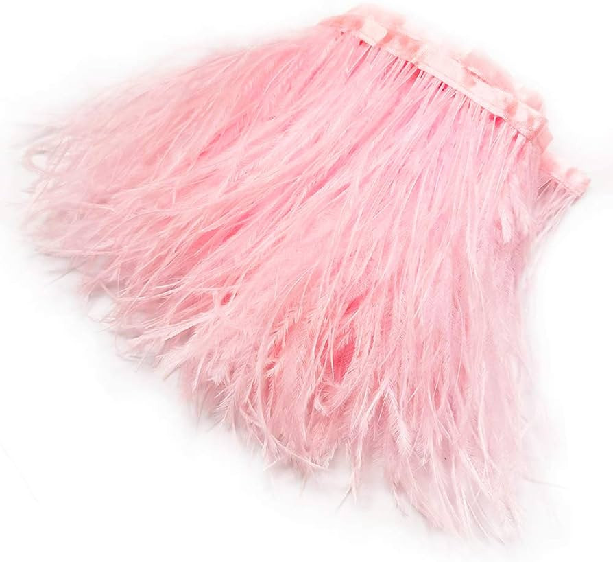 Happy feather 2 Yards 5-6inch Pink Ostrich Feathers Trim Fringe for DIY Dress Sewing Crafts Costu... | Amazon (US)