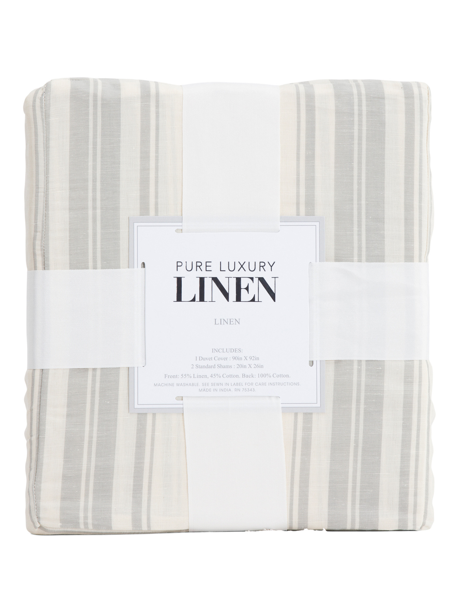 Linen And Cotton Blend Striped Duvet Set | TJ Maxx