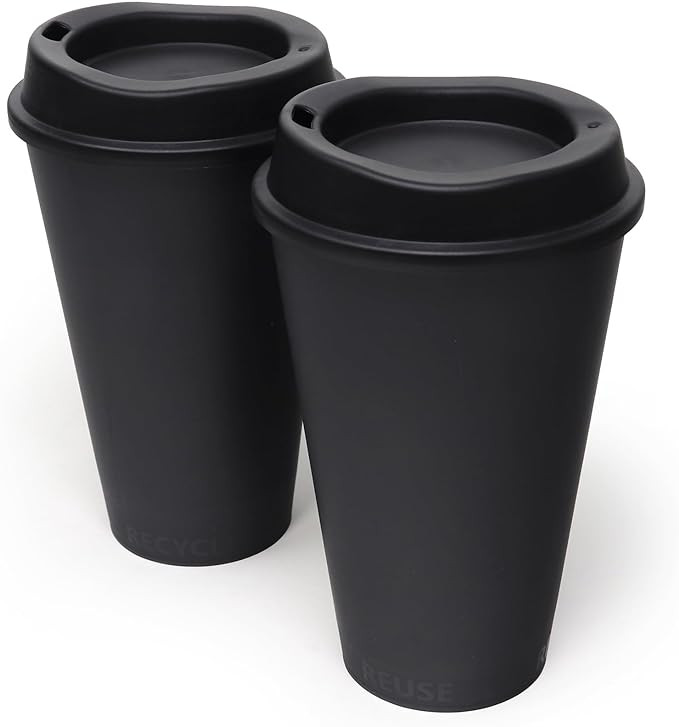 Rolling Sands USA Made 16 oz Reusable Coffee Cups with Lids 2 Pk, To Go Travel Cups, Hot or Cold ... | Amazon (US)