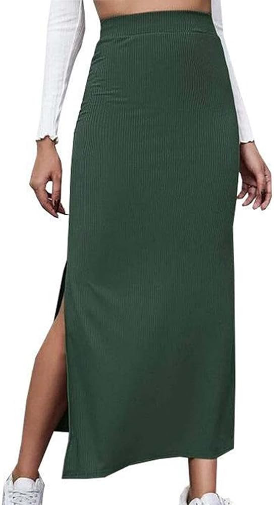 Ladies Skorts Skirt for Women Ribbed Wrap Slit Pencil Criss Cross Basic Maxi Long Skorts 2025 Reg... | Amazon (US)