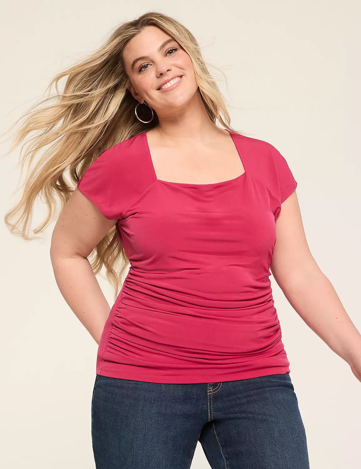 Square-Neck Side-Ruched Top | LaneBryant | Lane Bryant (US)