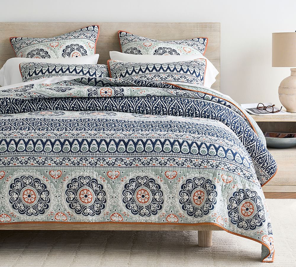 Pia Quilt, Blue, Full/Queen | Pottery Barn (US)