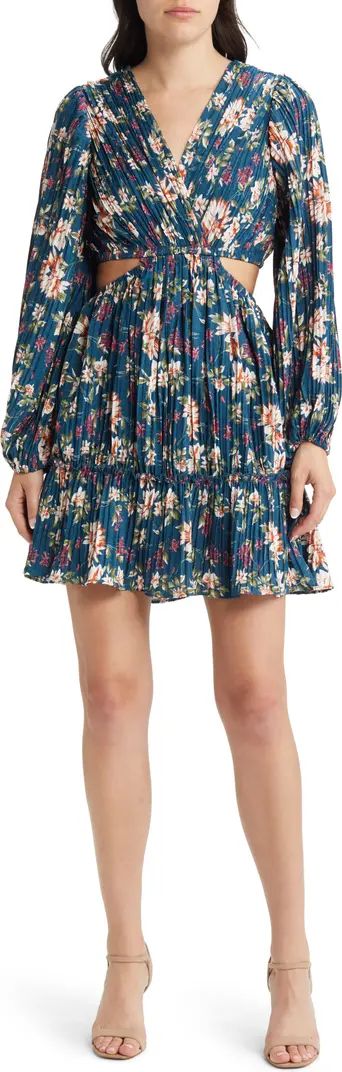 Floral Side Cutout Long Sleeve Dress | Nordstrom