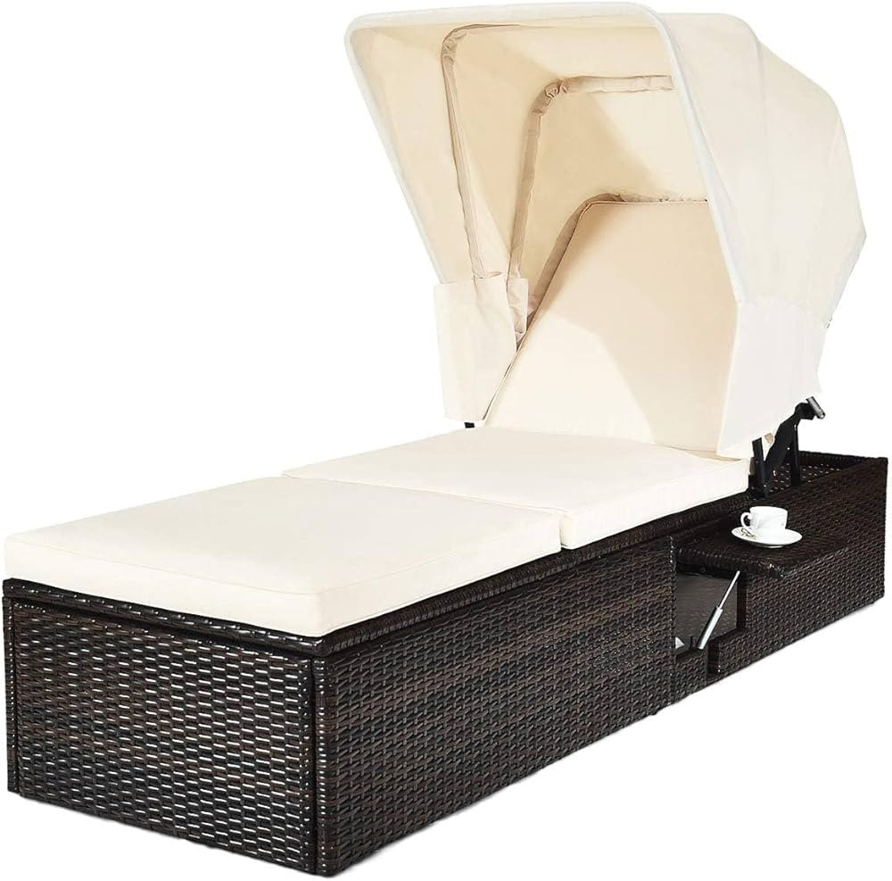 DORTALA Patio Wicker Chaise Lounge, 5-Position Adjustable Backrest Poolside Lounge Recliner with ... | Amazon (CA)