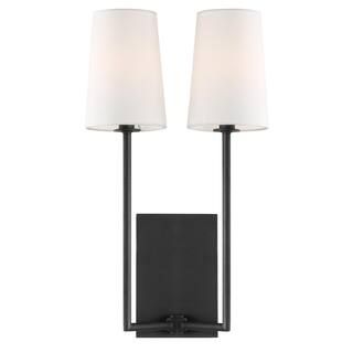 Crystorama Lena 2-Light Black Forged Sconce | The Home Depot