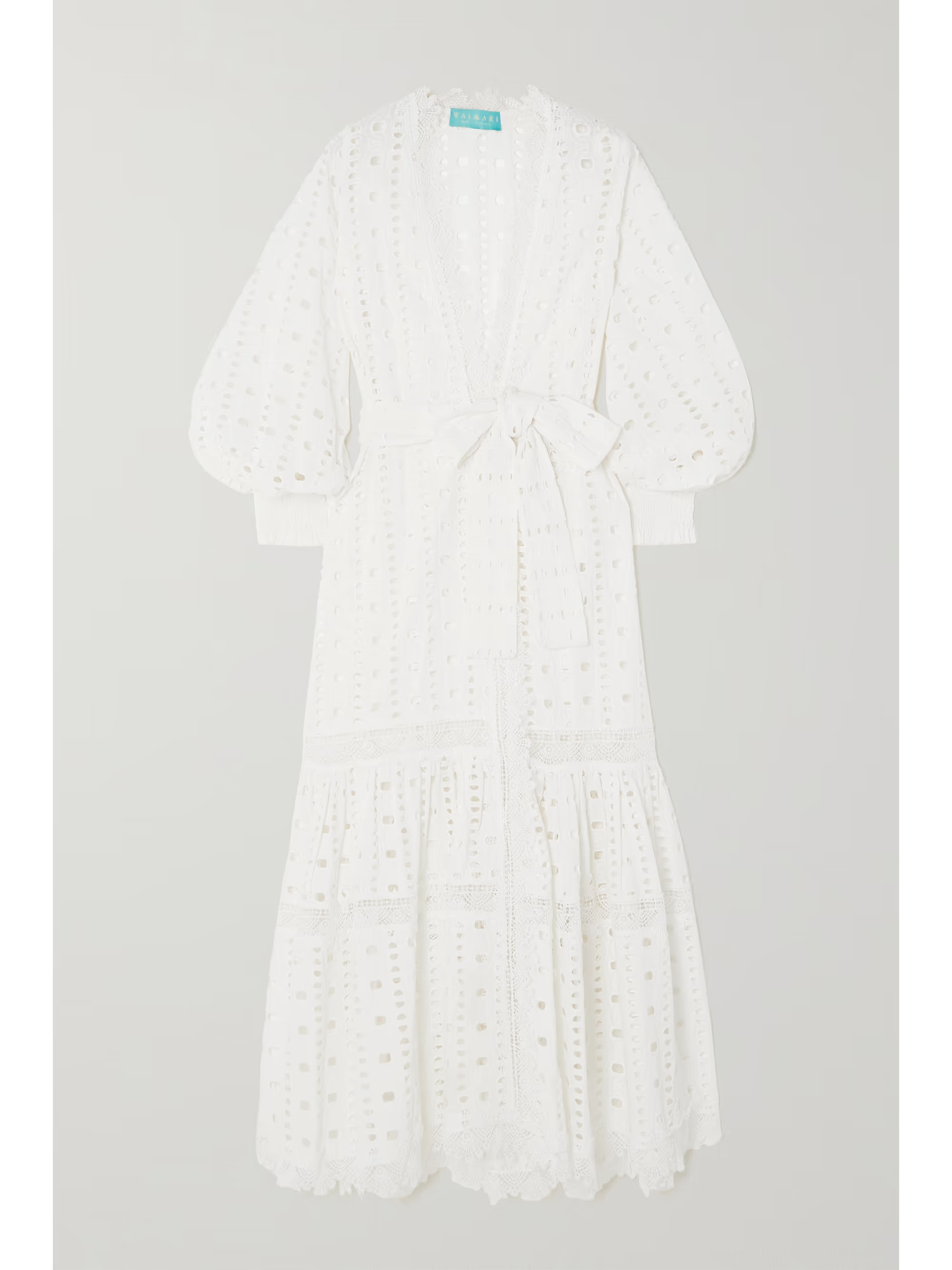 + NET SUSTAIN Entrelazos belted crochet-trimmed broderie anglaise cotton kimono | NET-A-PORTER (US)