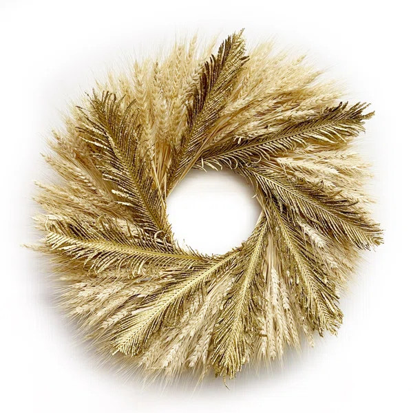 Dried Golden Fern Fronds 20" Wreath | Wayfair North America