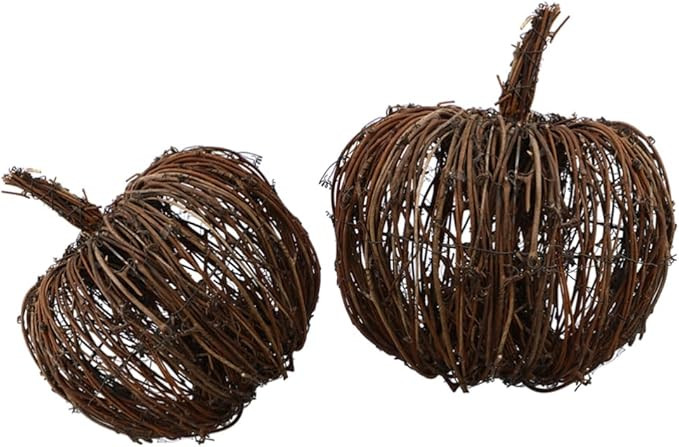 jojofuny 2pcs Rattan Pumpkin Decoration: Wicker Pumpkin Craft for Halloween Tabletop Scene Layout... | Amazon (US)