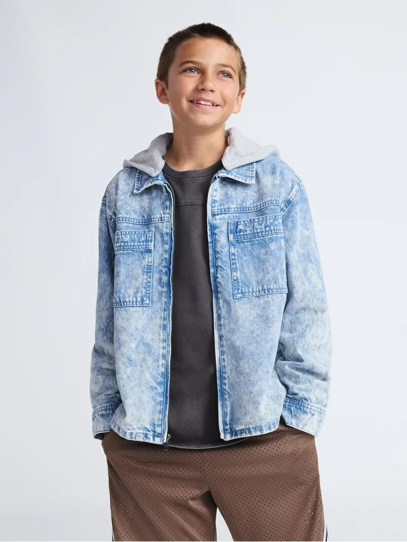 Weekend Academy Boys Hooded Denim Jacket, Sizes 4-18 | Walmart (US)