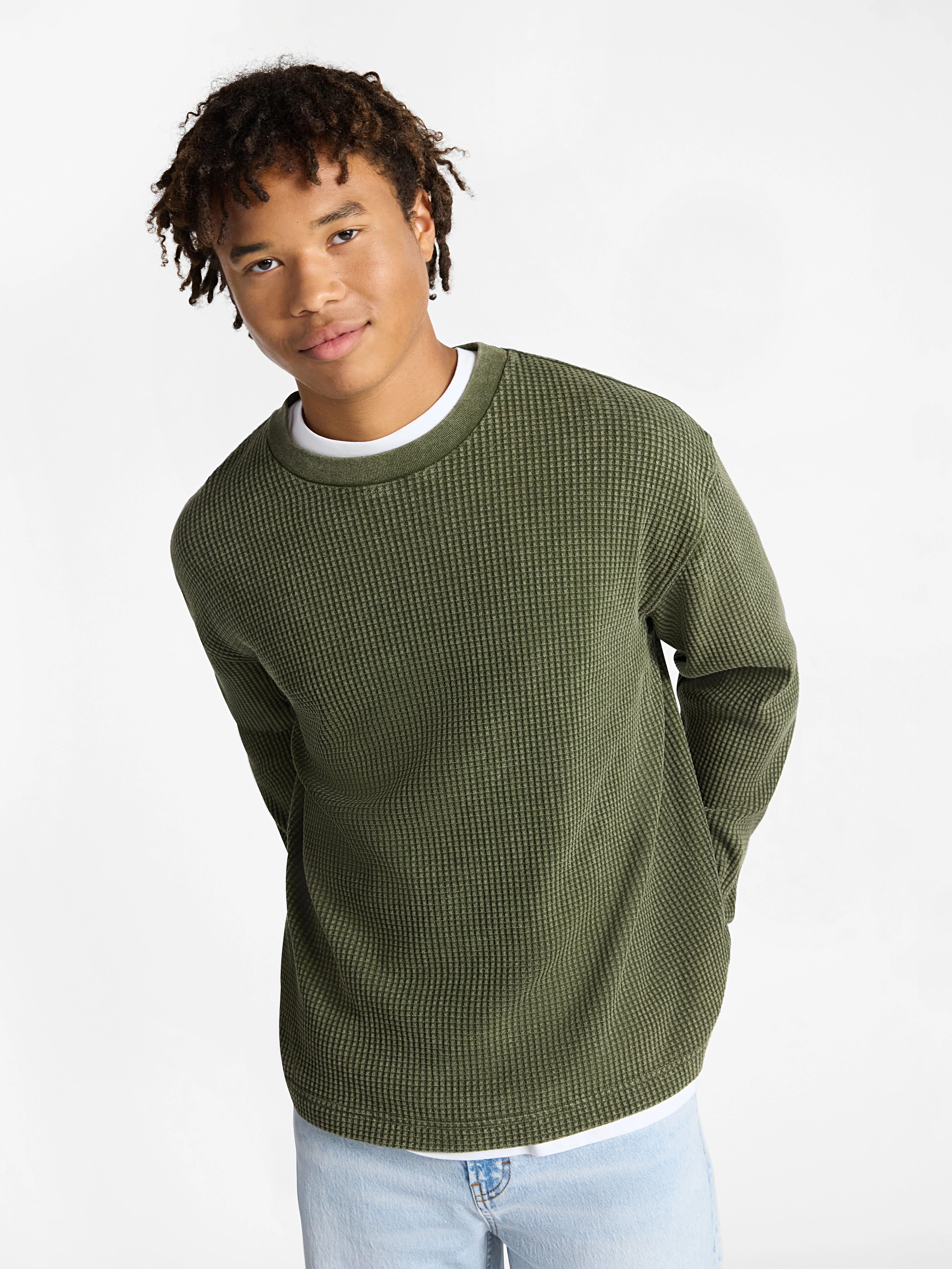 No Boundaries Thermal Tee with Long Sleeves, Men's & Big Men's | Walmart (US)