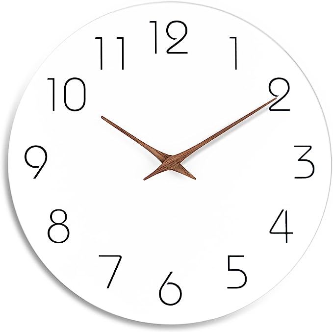 Wall Clock - Silent Non-Ticking 10 Inch Wall Clocks Battery Operated - Modern Style Wooden Clock ... | Amazon (US)