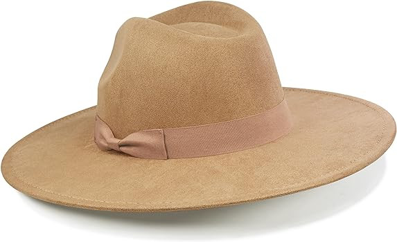FLUFFY SENSE. Big Wide Brim Fedora Hat for Women - Nashville Outfits Western Hats Women's Felt Panam | Amazon (US)