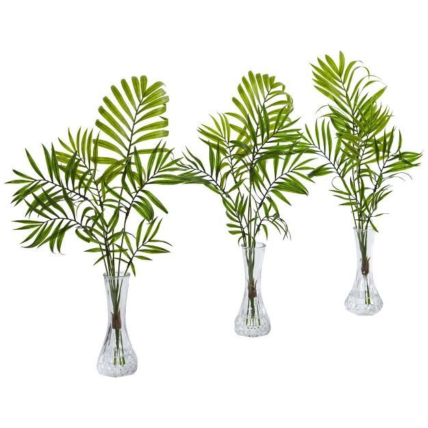 19" x 10" 3pc Artificial Mini Palm Plant in Vase Set - Nearly Natural | Target