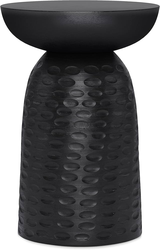 SIMPLIHOME Boyd SOLID MANGO WOOD 13 inch Wide Round Contemporary Wooden Accent Table in Black, Fu... | Amazon (US)