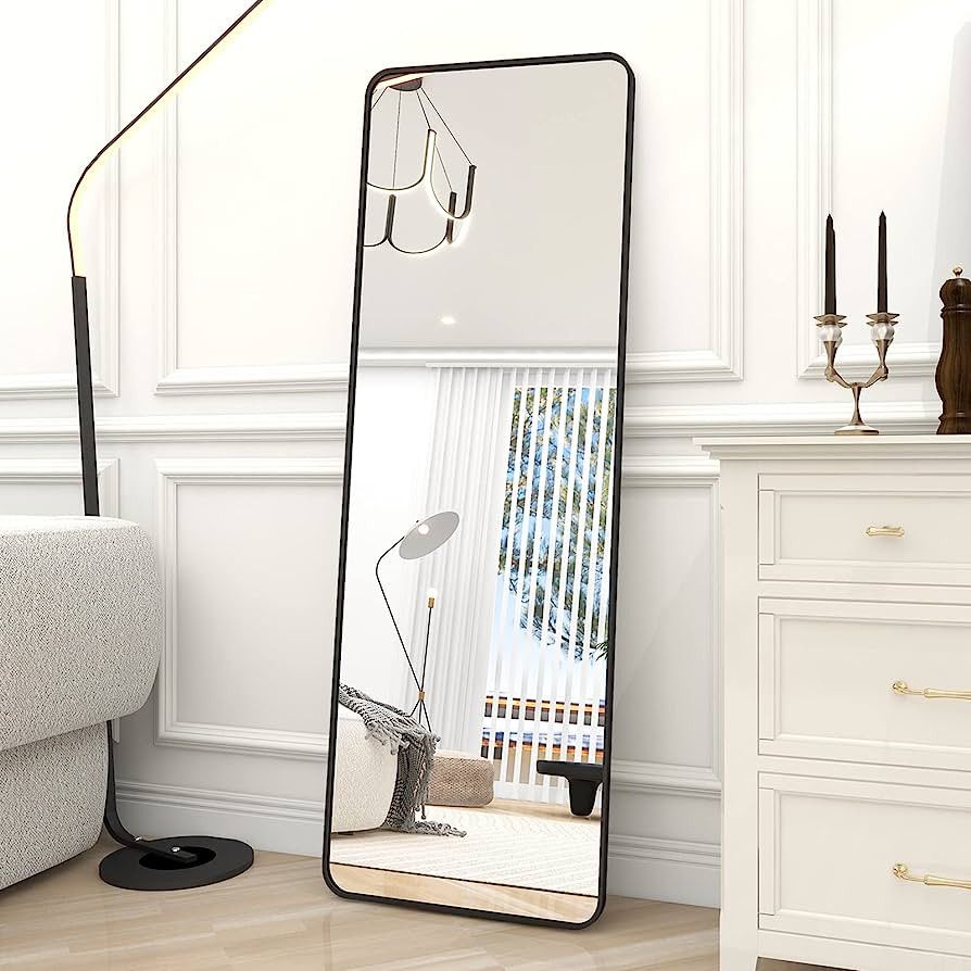 BEAUTYPEAK Black Full Length Mirror, 64"x21" Rounded Corner Floor Mirror Standing Hanging or Lean... | Amazon (US)