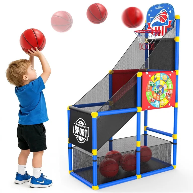 Lenbar Kids Basketball Hoop & Dart Game 2-in-1 Indoor Toy, Adjustable 36-50in, Ball Return, Stora... | Walmart (US)