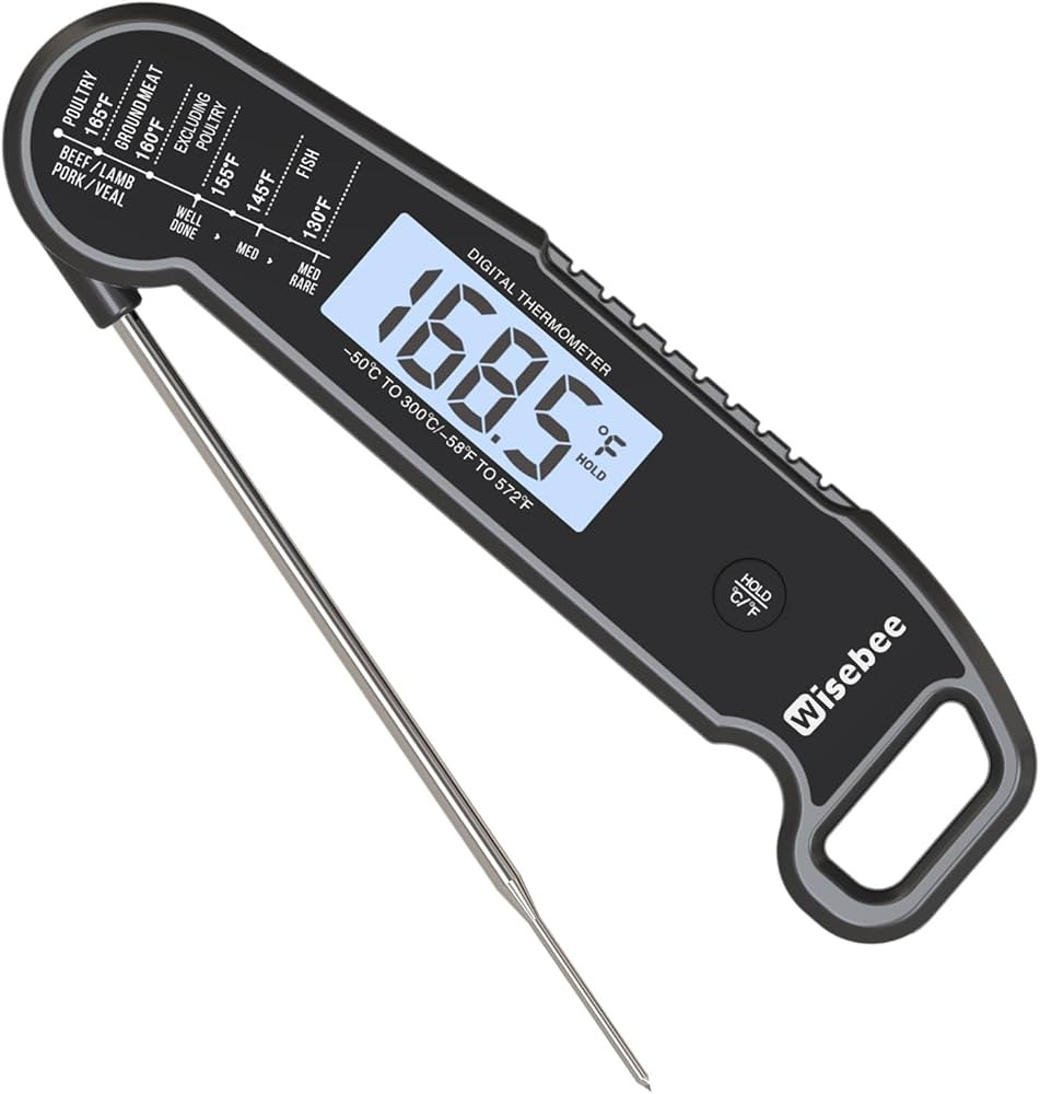 Wisebee Meat Thermometer Digital, 0.5 Sec Instant Read Waterproof Food Thermometer with 180°Auto... | Amazon (US)