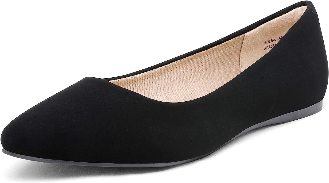 DREAM PAIRS Women's Casual Pointed Toe Ballet Comfort Soft Slip On Flats Shoes | Amazon (US)