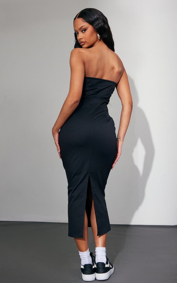 Black Cargo Bandeau Midaxi Dress | PrettyLittleThing US