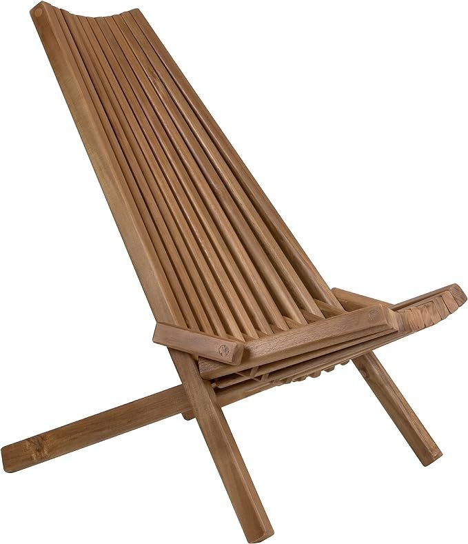 CleverMade Tamarack Folding Wooden Outdoor Chair - Foldable Low Profile Acacia Wood Lounge Chair ... | Amazon (US)