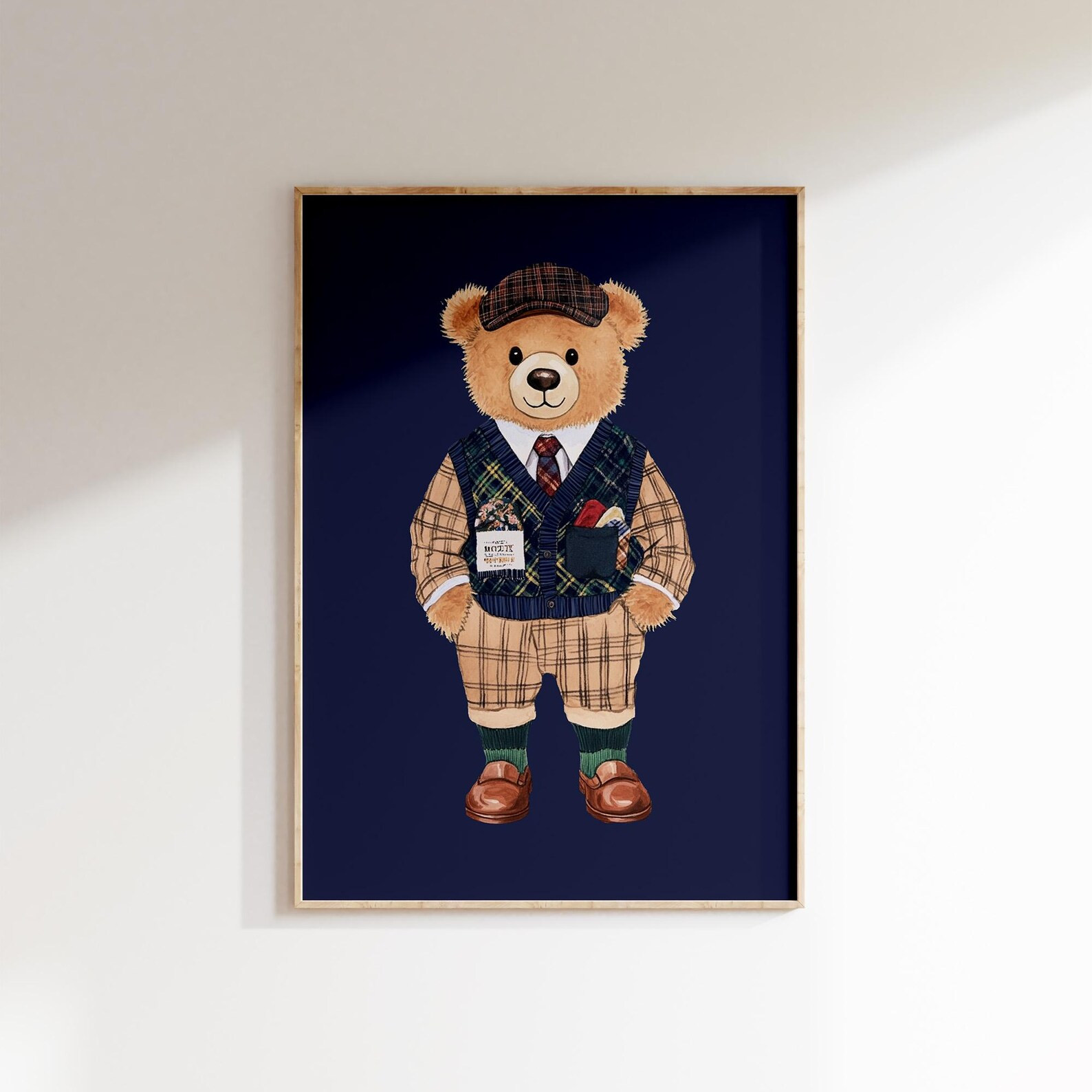 Classic Teddy Bear Print, Preppy Nursery Decor, Kids Room Wall Art, Baby Room Poster, Vintage Ani... | Etsy (US)